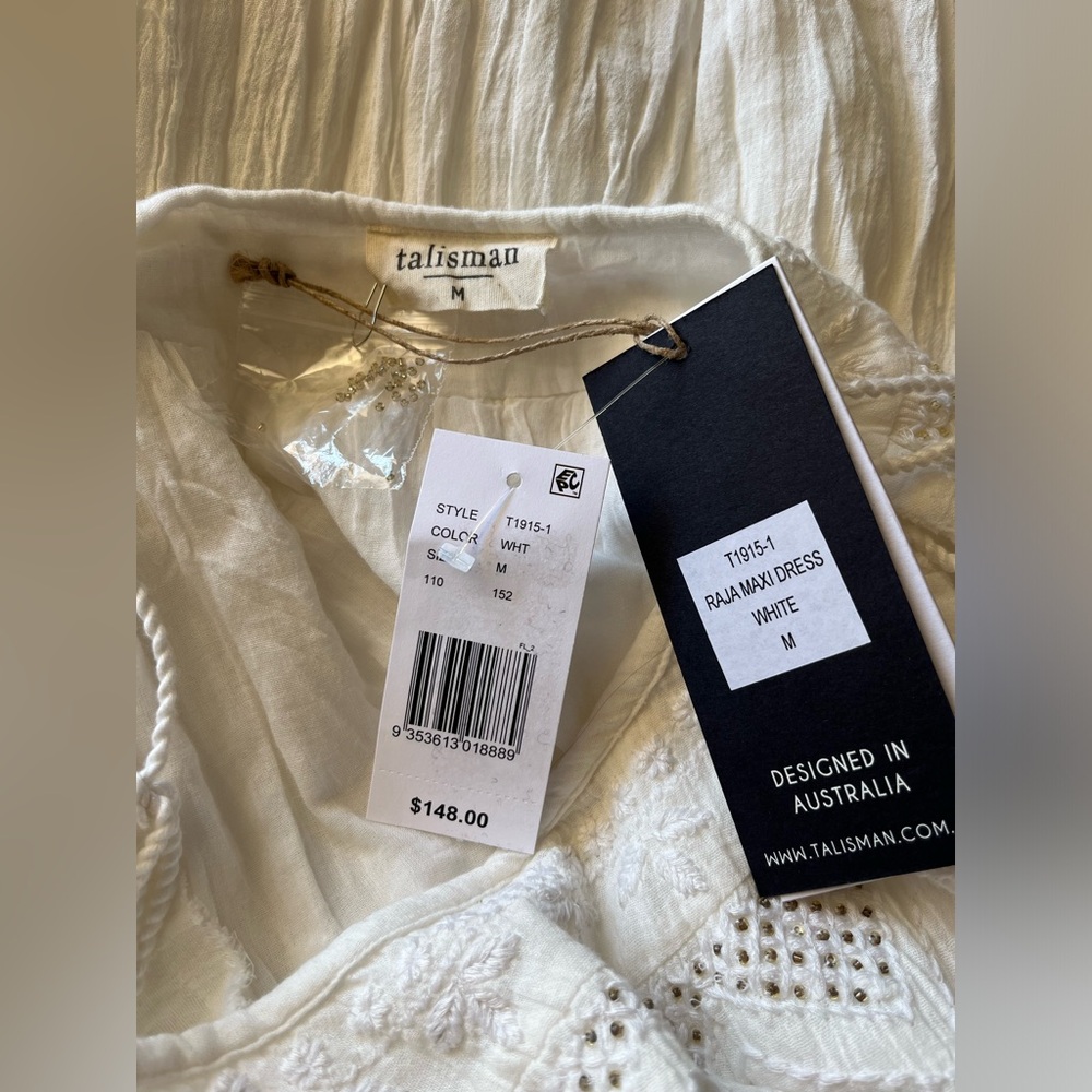New Talisman Raja Dress Bohemian 💯 Cotton White - Picture 10 of 11